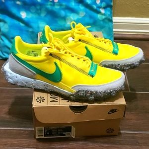 Nike Waffle Racer Crater, Green and Yellow,  size 9 in women